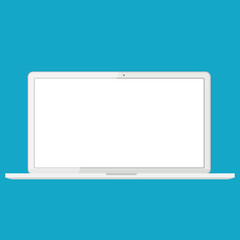 Leinwandbilder - Laptop, Flat design, with blank screen to present your application design.