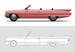 Vector illustration of Cadillac DeVille 1960, Old timer, classic car.