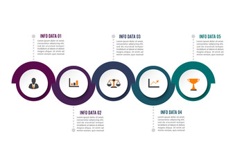 Poster - Circle infographic template five option, process or step for business presentation.