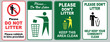 Clean sticker sign for office (please do not throw rubbish, do not litter, help keep your community clean, pitch in, home away from home, place rubbish in bins provided, keep clean)