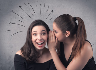 Wall Mural - girl telling secret things to her girlfriend