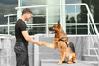 © Africa Studio - Security guard with dog near building