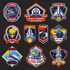 Wall Mural - set of vintage space and astronaut badges