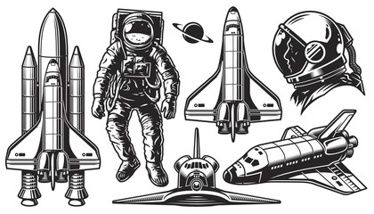 Wall Mural - set of vector object of space.