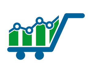 Sticker - chart diagram trolley cart carry carriage image vector icon logo