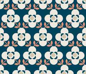 Aufkleber - seamless retro pattern with flowers and leaves