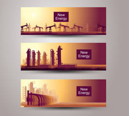 Wall Mural - banners with oil refineries and gas infrastructure