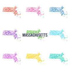 Sticker - Vector colourful dotted map of the state of Massachusetts.