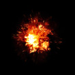 a detailed fire explosion on black background