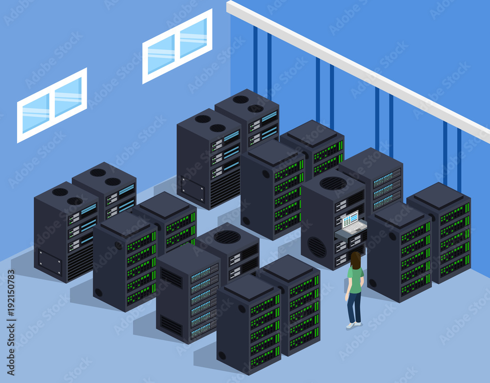Isometric 3D vector illustration concept server room data center Stock ...