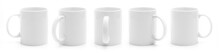 Set Of Different Views Of White Cup Isiolated On A White Background
