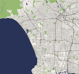 Wall Mural - vector map of the city of Los Angeles, USA