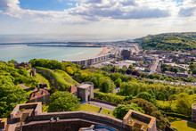 Dover Harbour And Town Aerial View Kent  Southern England UK