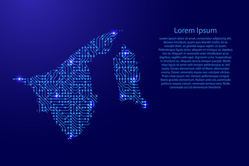 Fototapete - Map Brunei from printed board, chip and radio component with blue star space on the contour for banner, poster, greeting card, of vector illustration.