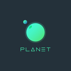 Leinwandbilder - Sun and Moon vector gradient logo. Silhouette logotype of planets