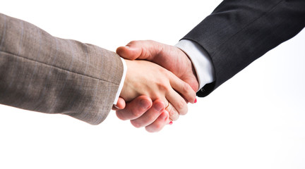 Wall Mural - Close-up image of a firm handshake standing for a trusted partnership