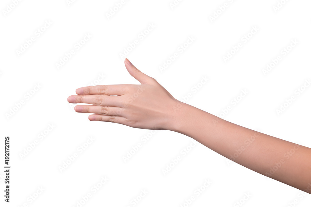 Woman hand showing five count isolated on white background Stock Photo ...