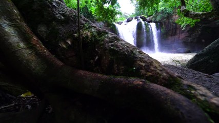 Sticker - waterfall in Thailand,Hew su wat waterfall in Khao yai national park,dolly shot 