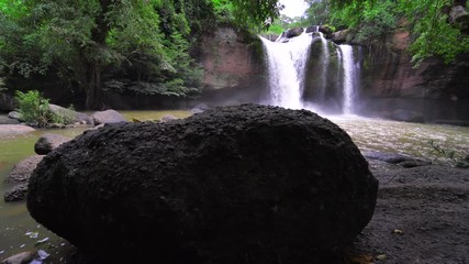 Sticker - waterfall in Thailand,Hew su wat waterfall in Khao yai national park,dolly shot 