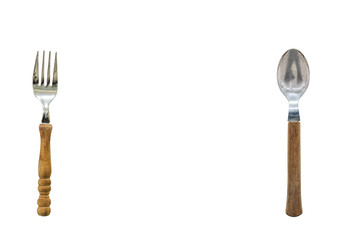 fork and spoon isolated on white background. clipping path