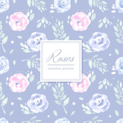 Vector Watercolor rose seamless pattern