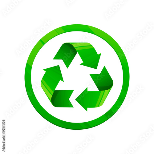 Recycle Green Icon Round Shape Symbol Eco Color Style Recycle Green Icon Round Shape Symbol Eco Color Style White Background