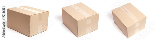 Fotografía Set of carton box parcel isolated on white background