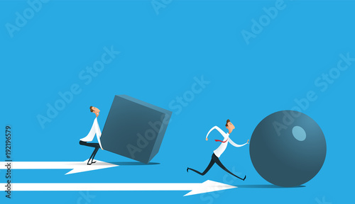 Fotografía Businessman pushing sphere