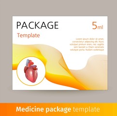 Medicine package template design with realistic human organ heart.