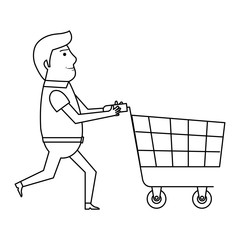 Wall Mural - customer with shopping cart character vector illustration design