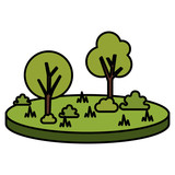 Fototapeta Na ścianę - terrain with grass and tree vector illustration design