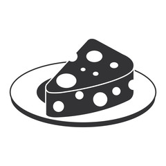 Sticker - dish with cheese piece isolated icon vector illustration design