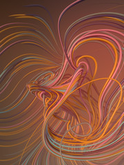 Poster - Interlacing abstract red and orange curves. 3D rendering