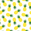 yellow pineapple with triangles geometric fruit summer tropical pattern on a white background seamless vector