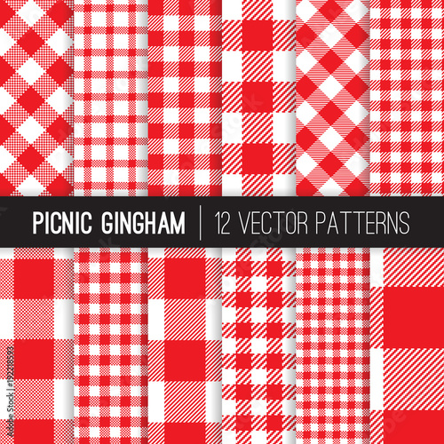 Red and White Picnic Tablecloth Style Gingham and Checks Vector