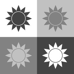 Wall Mural - Vector image of the sun. Sunny weather. Vector weather forecast icon set on white-grey-black color