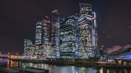 Wall Mural - Moscow city skyscrapers 4k time-lapse
