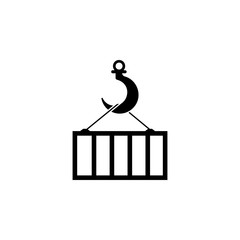 Poster - crane hook with container icon. Element of logistic for mobile concept and web apps. Icon for website design and development, app development. Premium icon