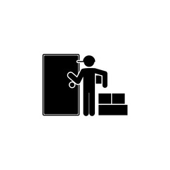 Poster - the postman delivers mail boxes icon. Element of logistic for mobile concept and web apps. Icon for website design and development, app development. Premium icon