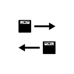 Poster - direction arrows and packing boxes icon. Element of logistic for mobile concept and web apps. Icon for website design and development, app development. Premium icon