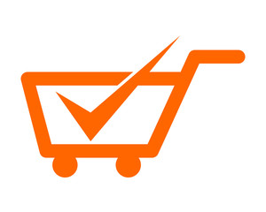 Canvas Print - check mark trolley cart carry carriage image vector icon logo