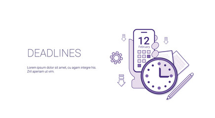 Poster - Deadlines Web Banner With Copy Space Business Time Management Schedule Concept Vector Illustration