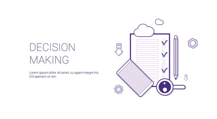 Poster - Decision Making Web Banner With Copy Space Business Management Concept Vector Illustration