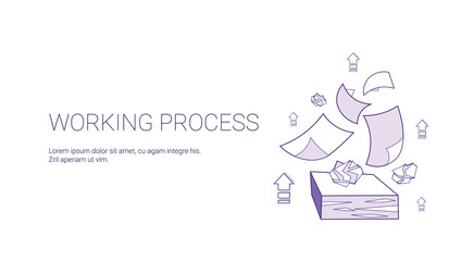 Poster - Working Process Web Banner With Copy Space Business Management Concept Vector Illustration