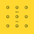 Vector Abstract Smile Face Backgrounds, Happy Face Backgrounds, Black and Yellow Brochures, Colorful Album Covers and Banners, Cute Icon Pattern