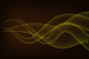 Wall Mural - Vector golden glittering overlapping waves isolated on brown background.