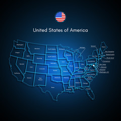 Wall Mural - united states of america map. usa techno vector.
