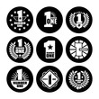 Number one vector labels on black icons