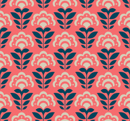 Poster - seamless retro pattern with abstract flowers