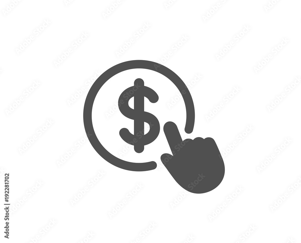 Hand Click simple icon. Currency exchange sign. Cursor pointer symbol ...